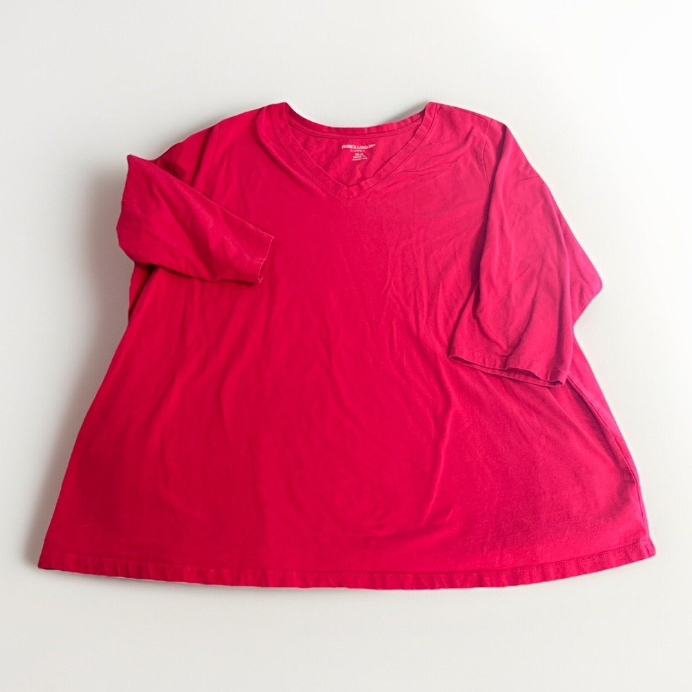 JESSICA LONDON TEE SHIRT ladies size 30/32 dark pink short sleeve stretch cotton